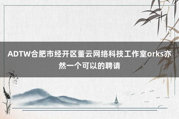 ADTW合肥市经开区董云网络科技工作室orks亦然一个可以的聘请